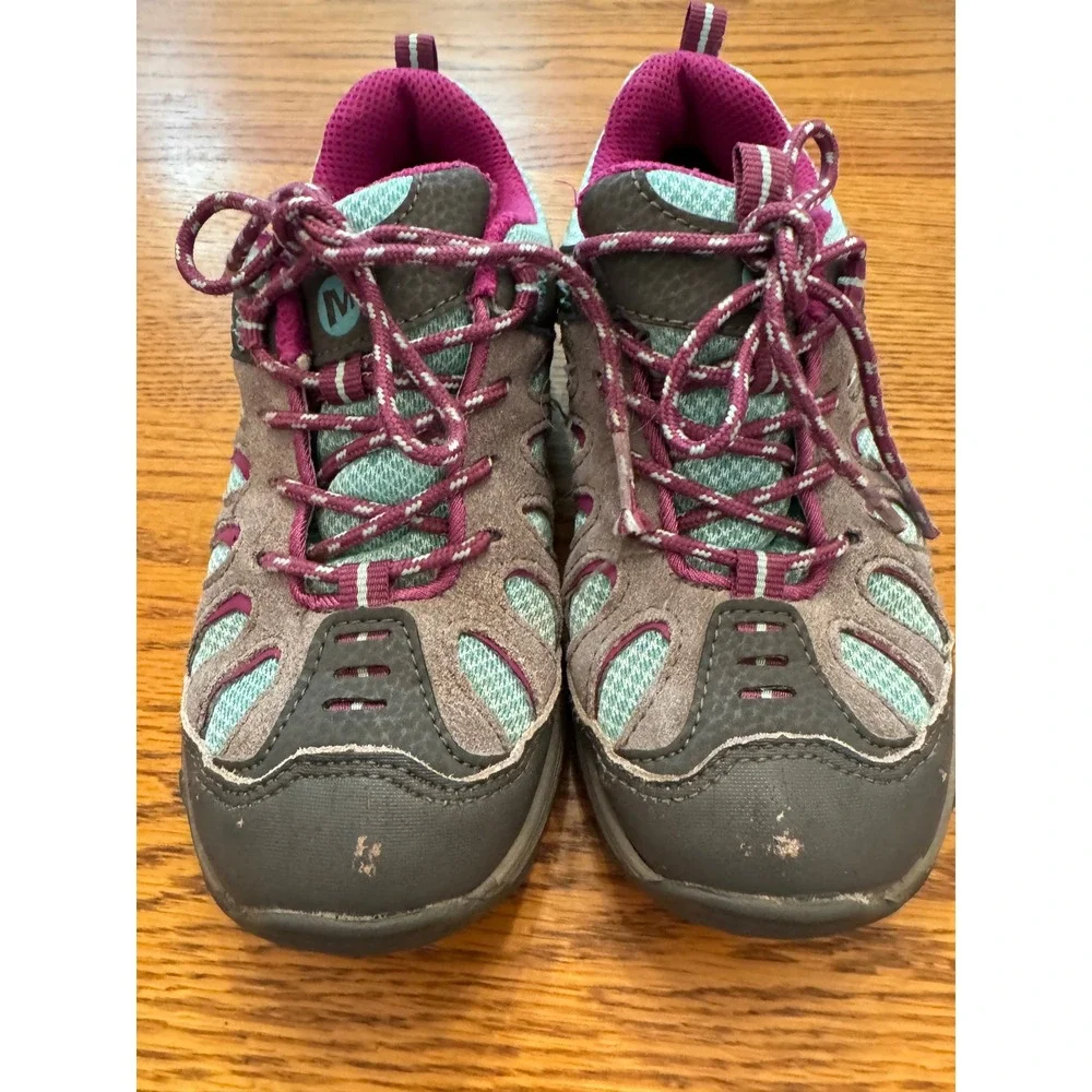 Merrell Chameleon Low Lace Waterproof Girls Hiking Shoes Brown Teal 13M MC52379